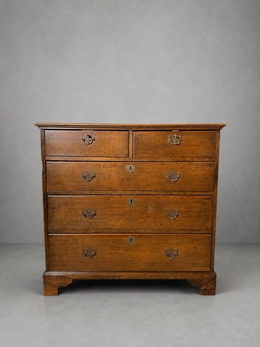 Commode ancienne anglaise en chêne avec quincaillerie en laiton – ladekasten, Wood