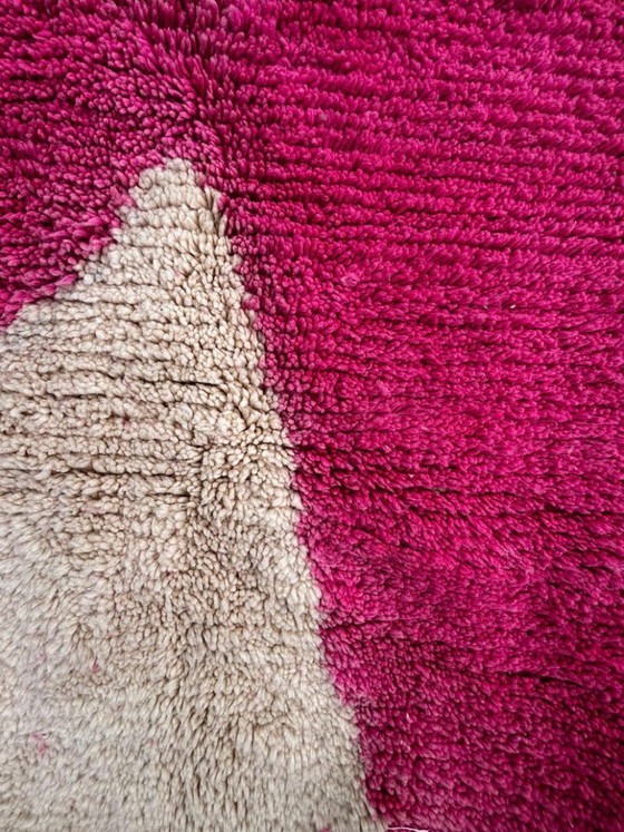 Image 1 of Pink and white Moroccan Mrirt Wool Rug 300X200 cm – Handwoven Berber Carpet, Modern Abstract Boho Style, Authentic Wool Area Rug