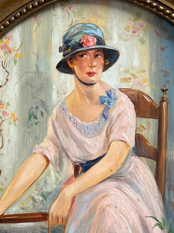 Portrait of a lady in Art Deco style – Paintings & Drawings, Wood (photo 3 of 7)