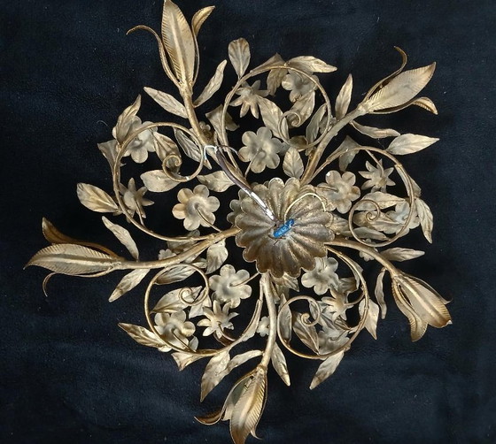 Image 1 of Lámpara de techo, araña, metal chapado en oro, Italia, estilo Hans Kogl