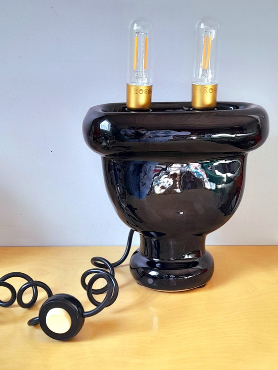 Image 1 of keramische lamp met stopcontact, 1980