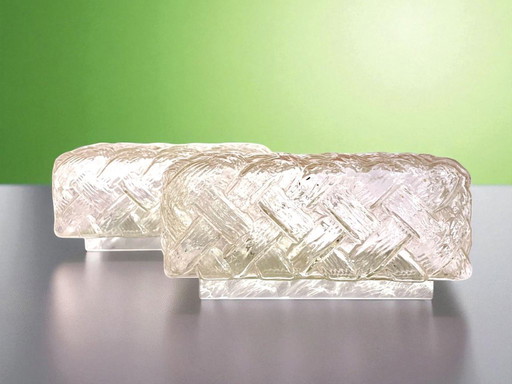 Paar rechteckige Glas fFlush mount Leuchten Decke oder Wand