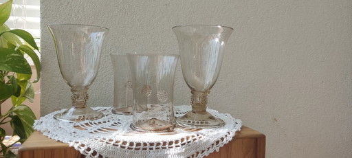 Juego de cristal de Murano de mediados de siglo "Bollenglass" - Estilo Venini