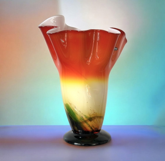 Image 1 of Cristal de Bohême vaas style Murano Fabriqué en Tsjechië hoogwaardig vakmanschap 