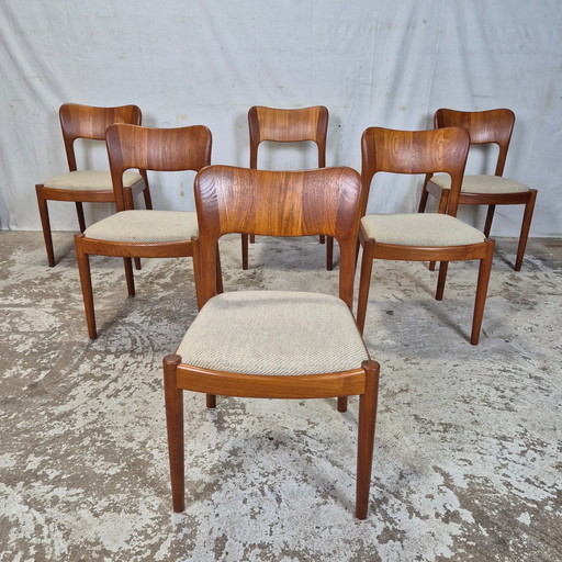6x Koefoed, John Mortensen 'Ole' eetkamerstoel vintage Deens