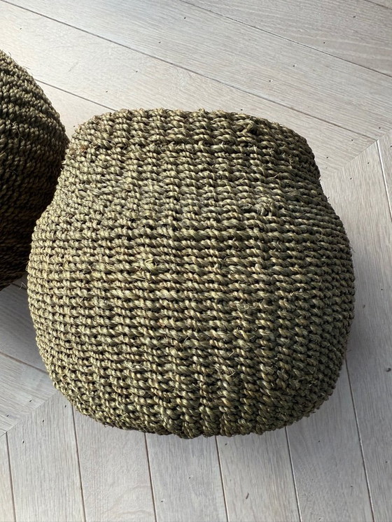 Image 1 of 2 paniers à plantes robustes en sisal tressé, vert mousse