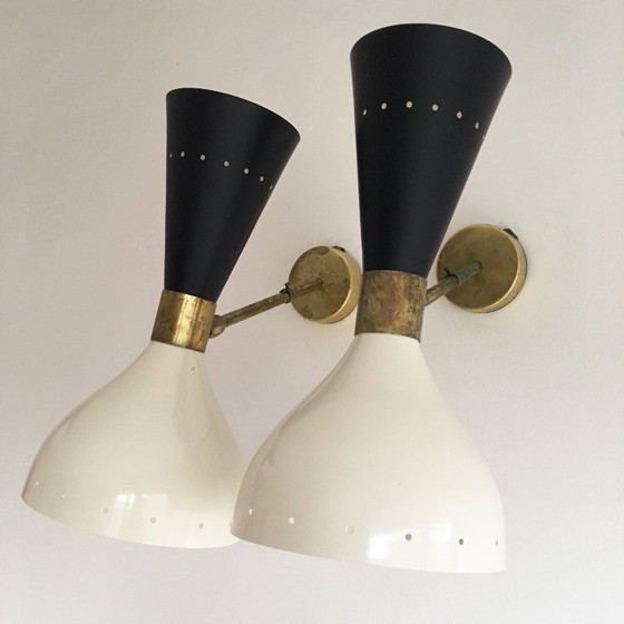 Image 1 of Pair of large Italian wall sconces, 1950s design