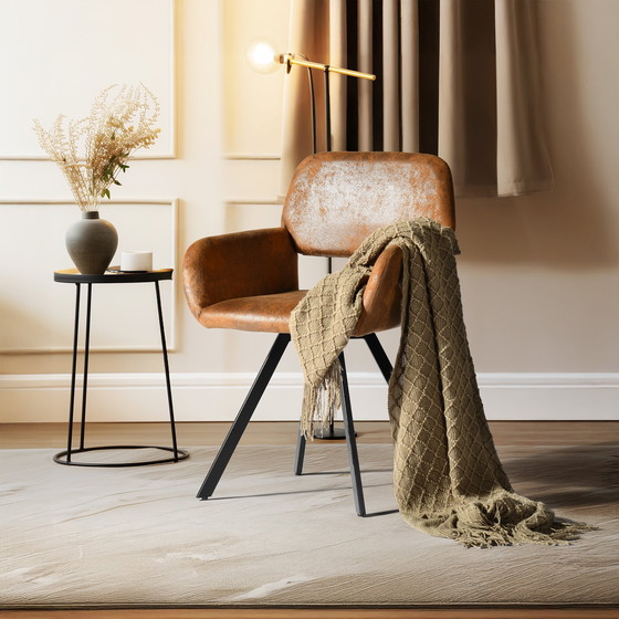 Image 1 of 2x Urban Meuble Vintage Drehstühle Für Esszimmer In Braunem Wildleder California KD Suede Brown Swivel