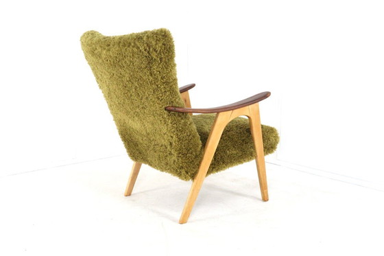 Image 1 of Two tone doodle fauteuil 'Wing' vintage gestoffeerd 