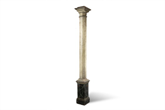 Image 1 of Pair of columns in wood painted to imitate marble. 1880s.