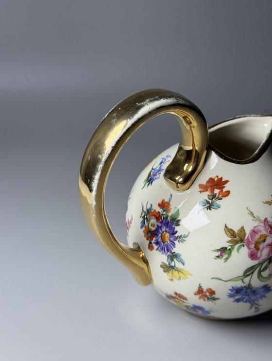 Boch Frères Keramis “Fleurs de Saxe” Art Deco Pitcher – La Louvière, c. 1930s – Vases, Ceramic (photo 9 of 11)