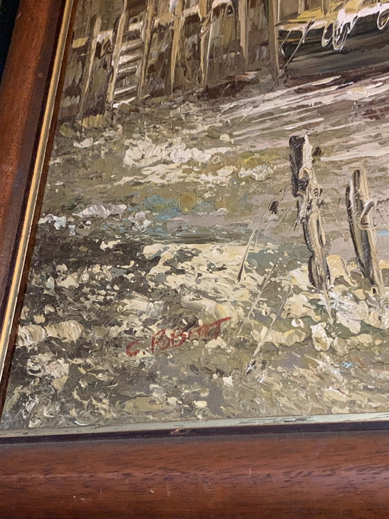 Port at Dusk - Superb Seascape - Oil on Canvas with Palette Knife (In the Spirit of the Cape Ann School) (photo 14 of 29)