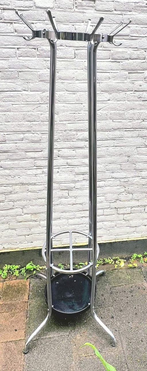 Vintage standing coat rack chrome, 1970s