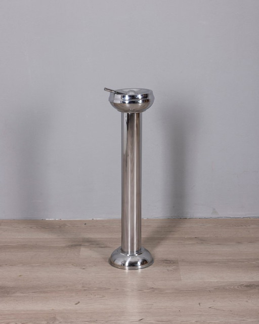 Vintage 1970s Italian-Design Chrome-Plated Metal Floor Ashtray – decoratieve objecten