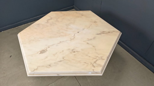 Achteckiger italienischer Marmor-Esstisch aus den 1970er Jahren