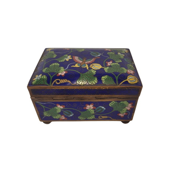 Image 1 of Caja / Joyero Con Esmaltado Cloisonné, Azul Lapislázuli, S. Xx – China