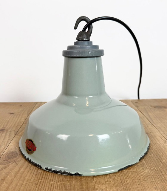 Image 1 of Industriële grijze geëmailleerde hanglamp van Thorlux uit de jaren 60.