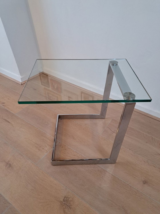 Image 1 of Gebra, bijzettafel, glas, metaal, design, vintage