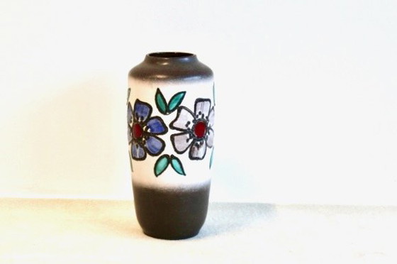 XL West Germany Fat Lava Geblümte Vase, Vasen (Foto 3 von 7)