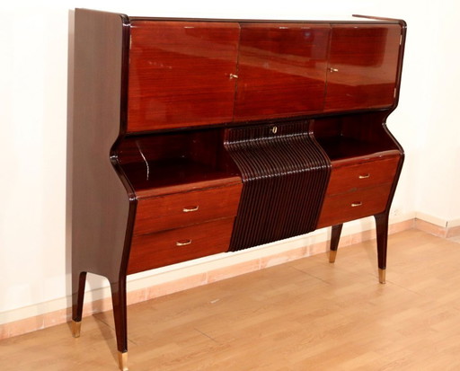 Credenza di metà secolo di Osvaldo Borsani, mogano, palissandro, acero, Italia, anni '50