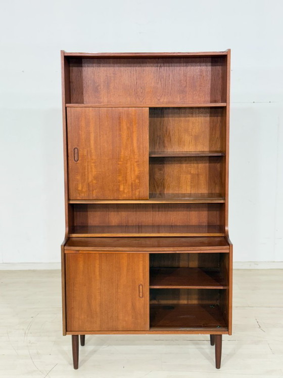 Image 1 of Secrétaire en teck style années 50 / Buffet haut danois / Meuble vintage / Étagère