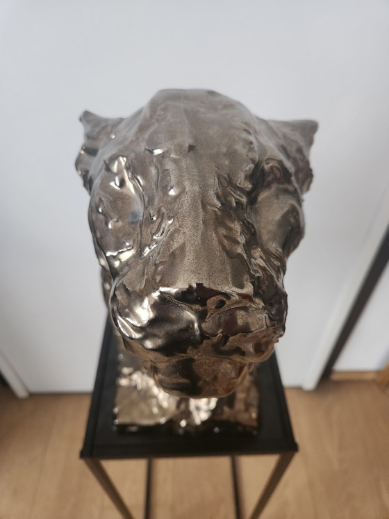 Image 1 of Villari - Large handmade porcelain bust of a Panther - Limited Edition 100/300 - 39 cm