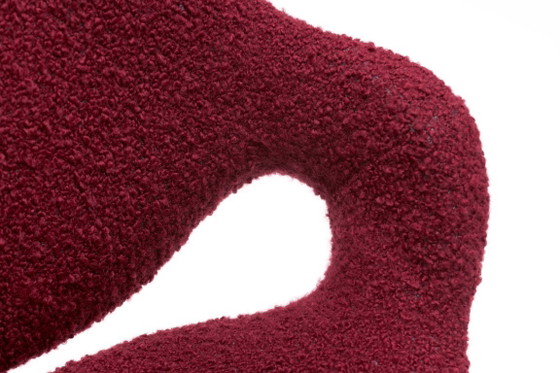 Image 1 of  Sculptural "Scimitar" Dining Set in Burgundy Bouclé - Boris Tabacoff