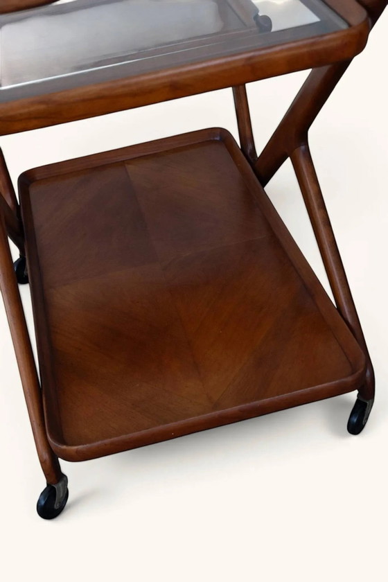 Desserte de Cesare Lacca pour Cassina, années 1950. – Bois, Verre, Vintage (photo 12 of 15)