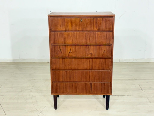 Vintage teakhouten ladekast, wastafelmeubel, linnenkast, Deens design