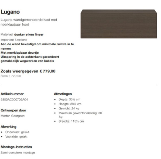 Image 1 of BoConcept -Lugano wall-mounted cabinet with fold-down front