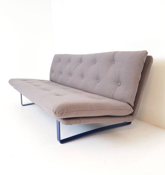 Artifort C684 Kho Liang Le Bank Blauw Bruin – 3-5 zitsbanken, Metal, Textile, Vintage (photo 6 of 14)
