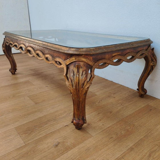 Tavolino da caffè Vintage Regency con piano in vetro. Legno – Tavolini da caffè, Glass, Wood (photo 3 of 12)