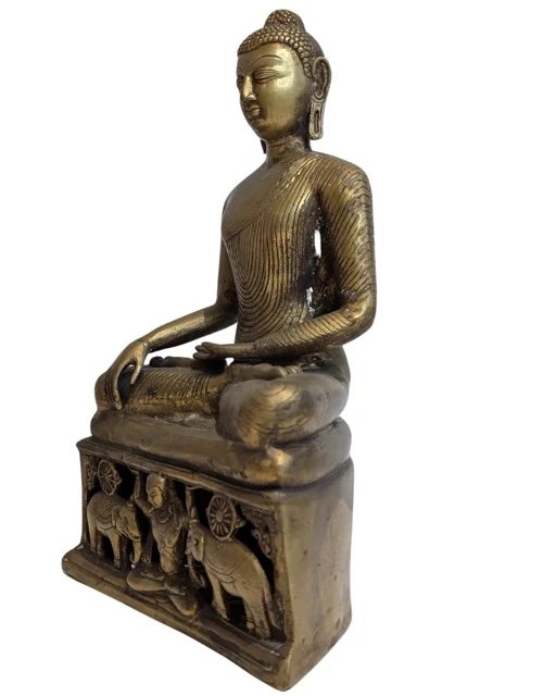 Bronze Buddha mit Elefantenbasis – Shakyamuni – Bildhauerei (photo 7 of 11)