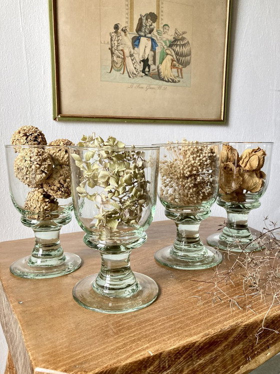 4 calici in vetro soffiato artigianale con sfumatura verde, Bicchieri e caraffe (foto 11 di 12)
