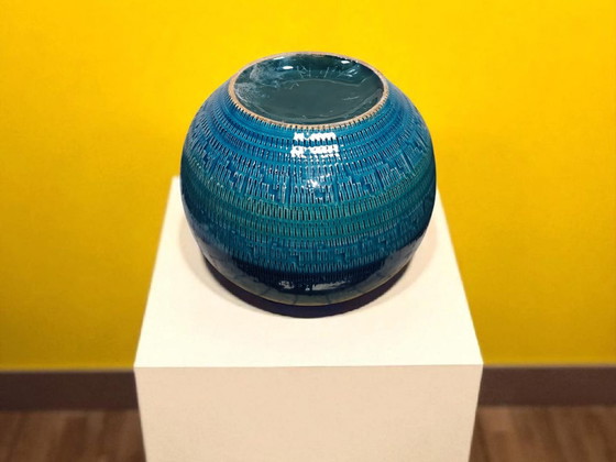 Image 1 of Bitossi Rimini Blu Vase 1960er | Aldo Londi Italienisches Mid-Century Keramikdesign
