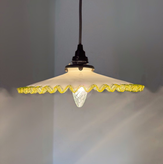 Image 1 of Antique opaline ouraline galette chandelier