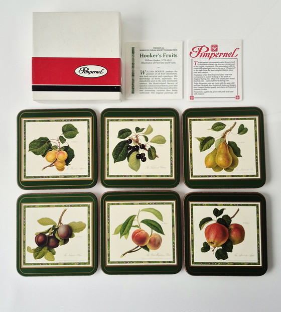 Image 1 of Pimpernel 6 x Coasters Hooker Fruits Very Rare