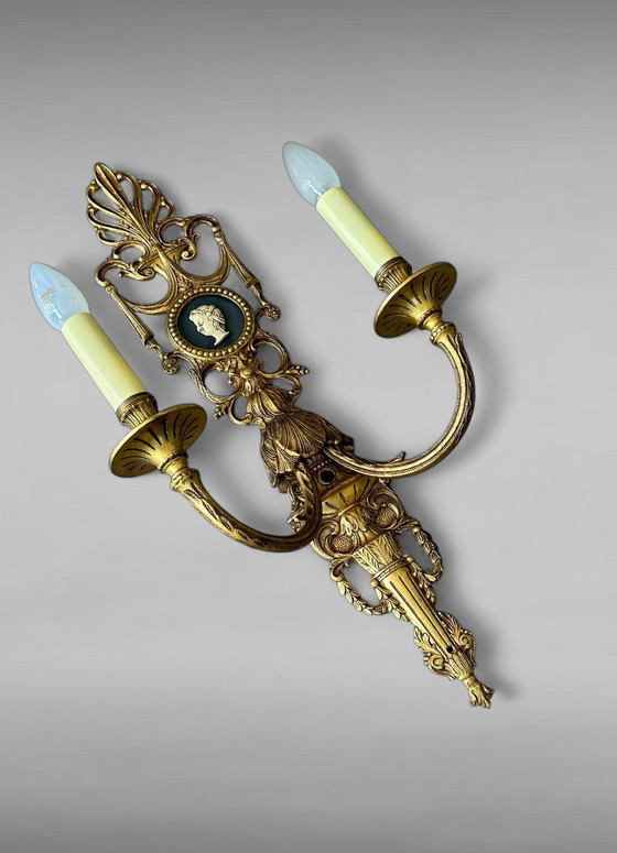 Image 1 of Lampada da parete in stile impero antico vintage in bronzo Art Déco