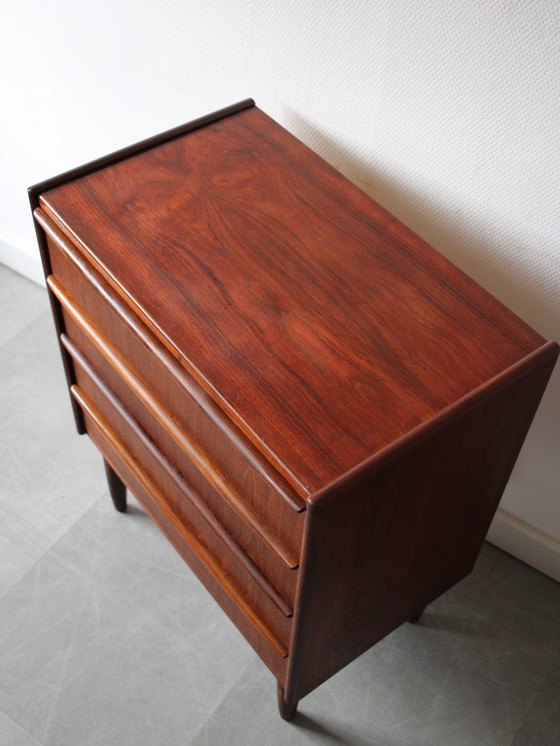 Image 1 of Vintage Danish narrow chest of drawers in teak
