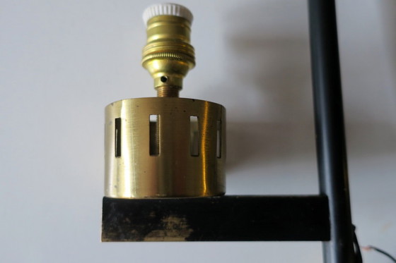 Image 1 of Pair of Brass and Opaline Glass Wall Lights, Stilnovo Period, Italy 1940s-50s