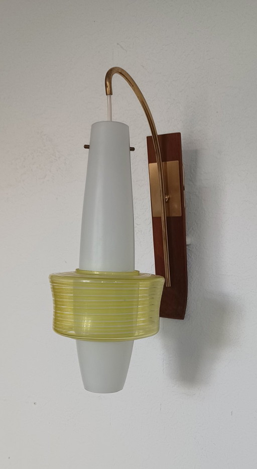Lampe murale rare des années 1950 – wandlampen, Glass, Wood