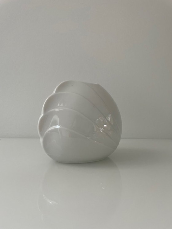 Image 1 of Vintage West German porcelain vase with wave relief