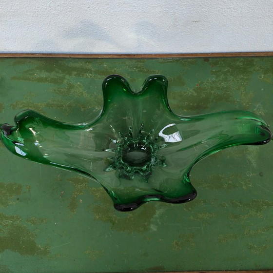 Image 1 of Ciotola per frutta in vetro verde vintage Ciotola in vetro di Murano