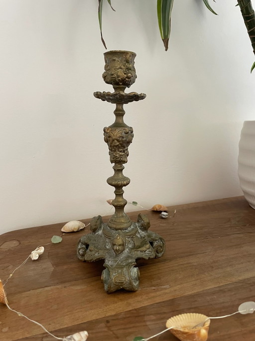 Vintage bronze candle holder