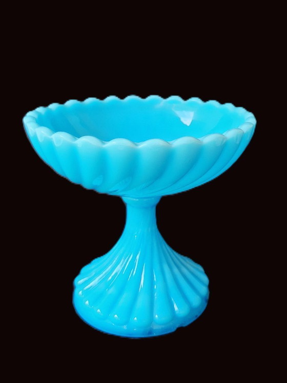Image 1 of Pukeberg - Blue opaline bowl on base