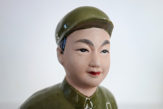 Image 1 of Chinese Porcelain Biscuit Soldier Figurine Statue - Cultural Revolution #1