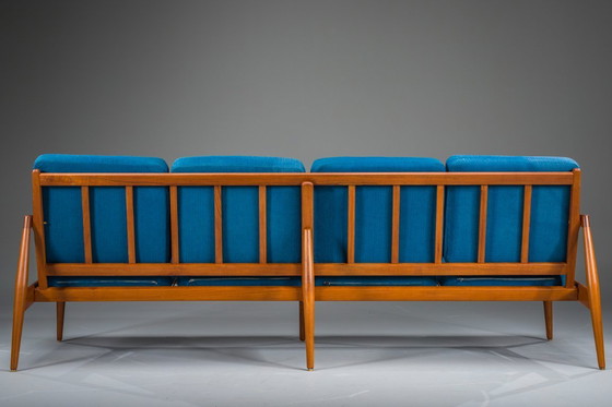 Image 1 of Papieren mes Teakhouten bank van Kai Kristiansen voor Magnus Olesen, Denemarken, jaren 60