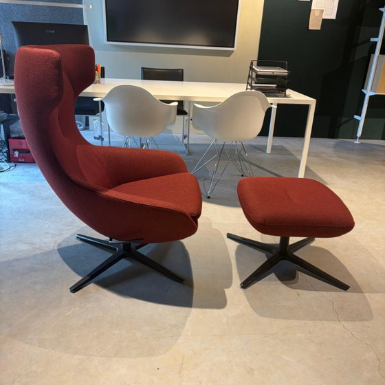 Poltrona Leolux Caruzzo Primo Plus con pouf Fine, Poltrone, Metallo, Tessile, Nero (foto 2 di 5)