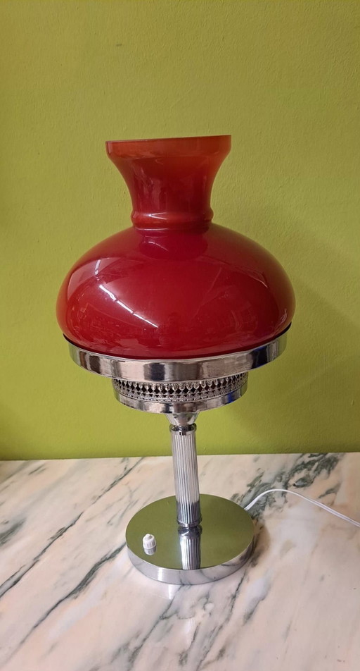 Vintage Tischlampe mit Opalglas