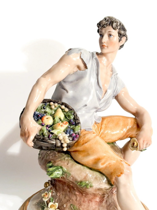 1958 Giuseppe Cappè Capodimonte Porcelain Farmer Sculpture – beeldhouwkunst, Barok (photo 2 of 9)
